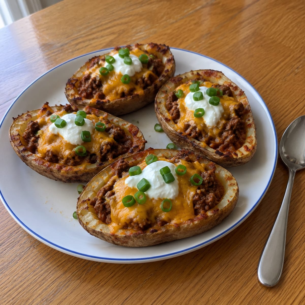 Chili cheese potato skins