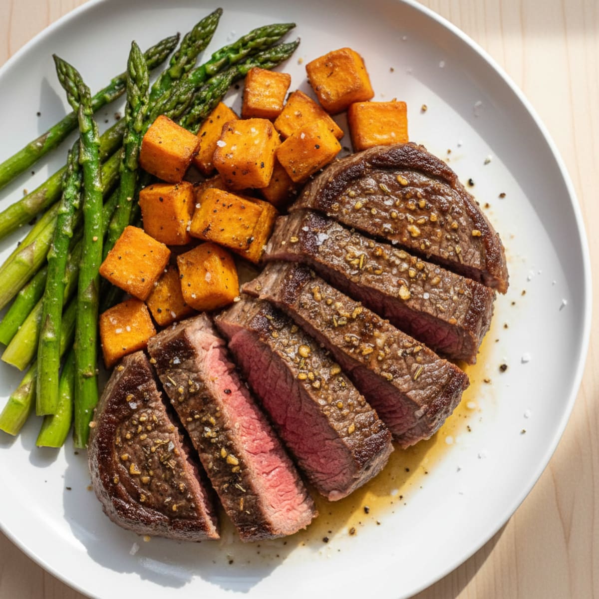 Pan-Seared Beef with Roasted Asparagus