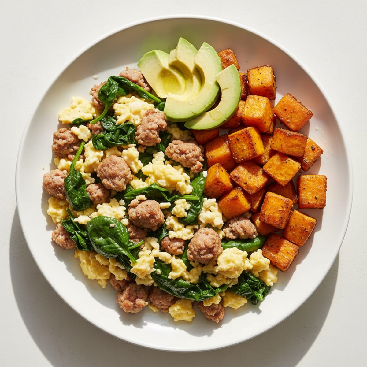 Egg White Scramble with Spinach and Turkey Sausage