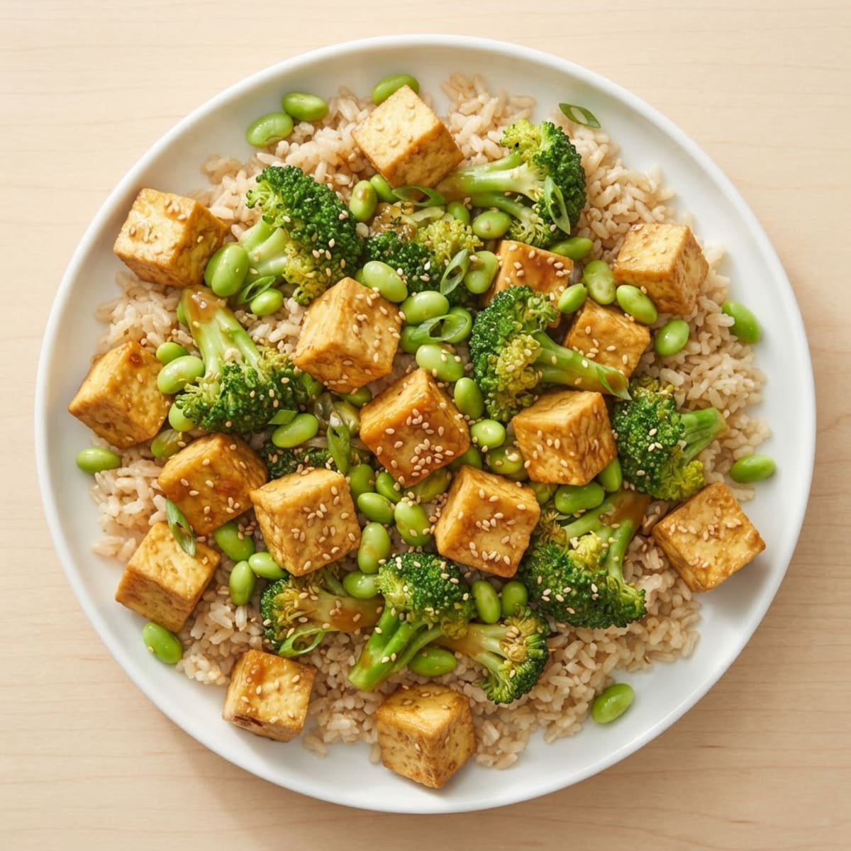 Crispy Tofu Stir Fry with Broccoli and Brown Rice