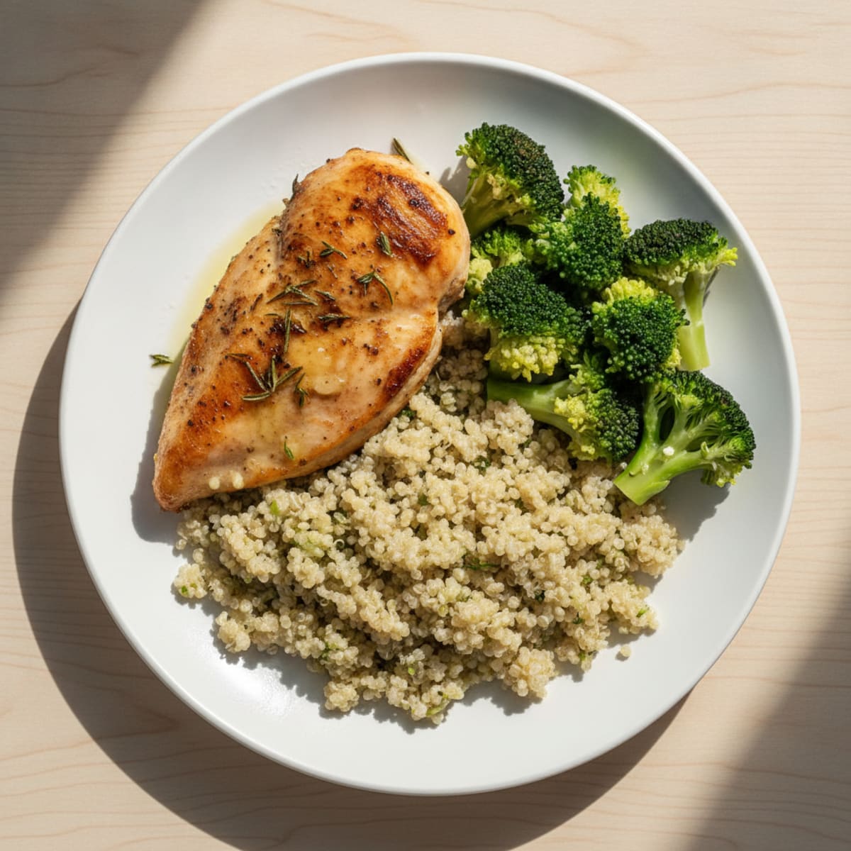 Herb-Roasted Chicken Breast with Quinoa and Steamed Broccoli