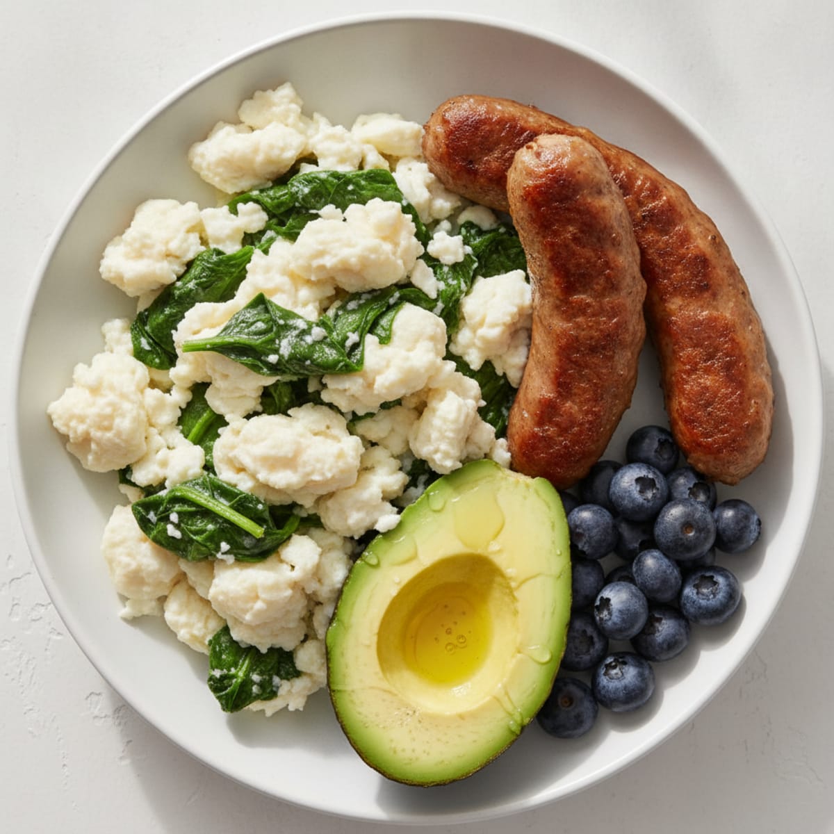 Egg White and Spinach Scramble with Turkey Sausage