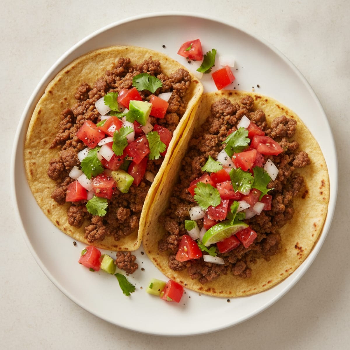 Ground Beef Tacos with Pico de Gallo