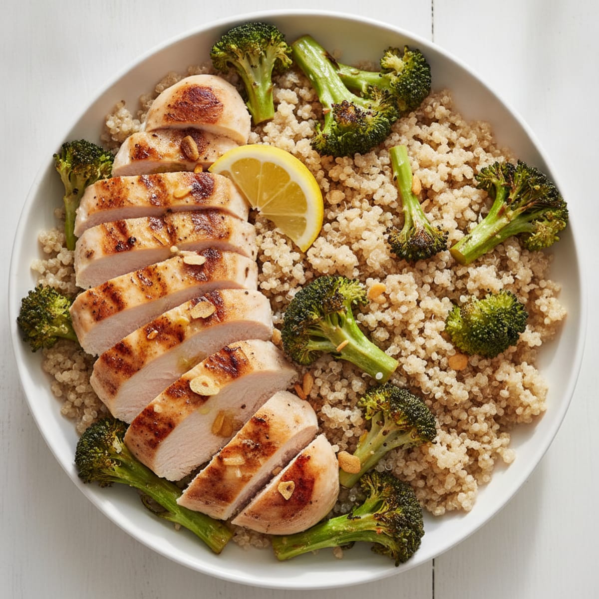 Grilled Chicken and Quinoa Bowl with Roasted Broccoli
