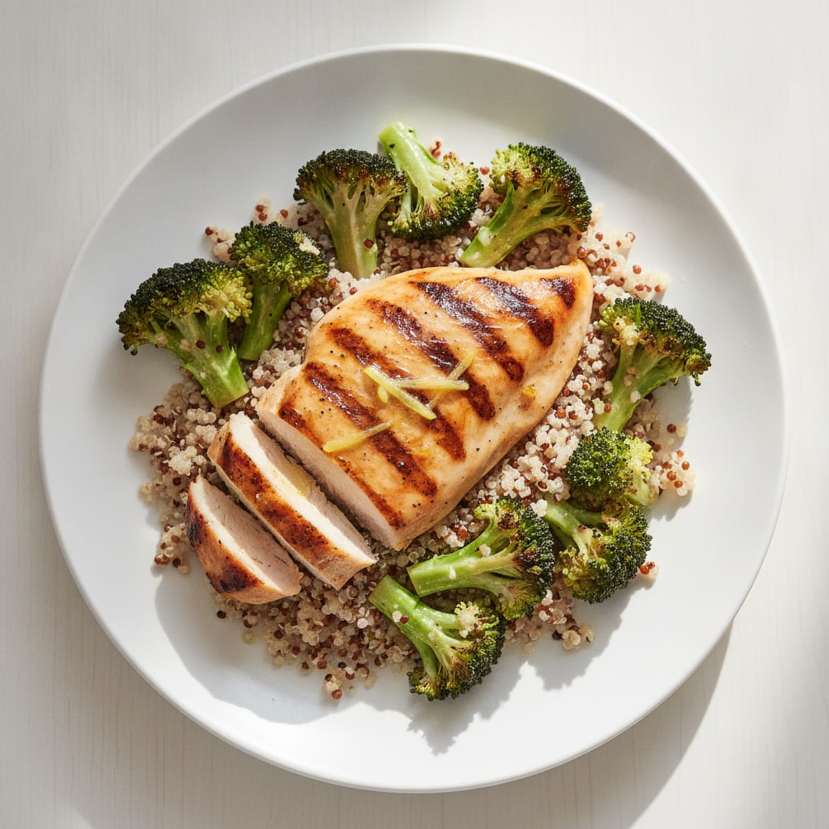 Grilled Chicken Breast with Roasted Broccoli and Quinoa