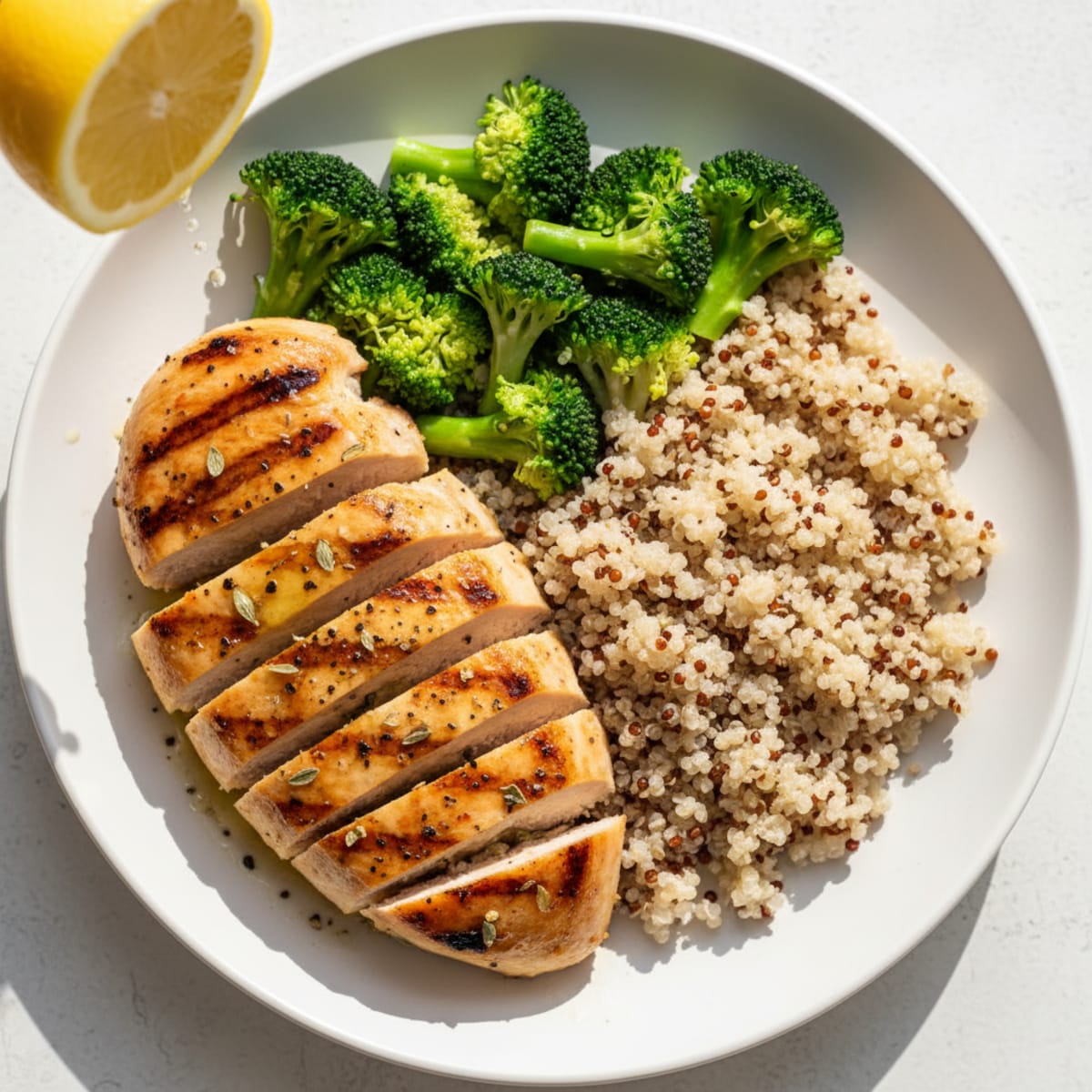 Grilled Chicken Breast with Quinoa and Steamed Broccoli