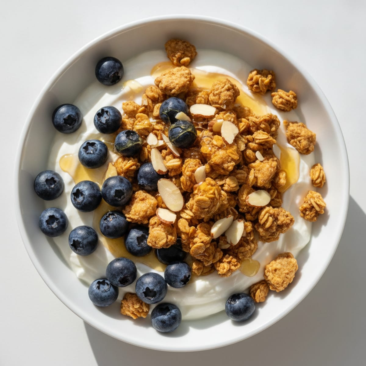 Greek Yogurt Parfait with Crunchy Almond Granola and Berries