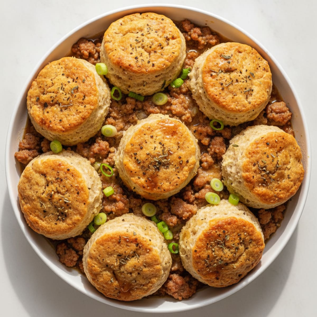 Savory Pork and Egg Biscuit Bake