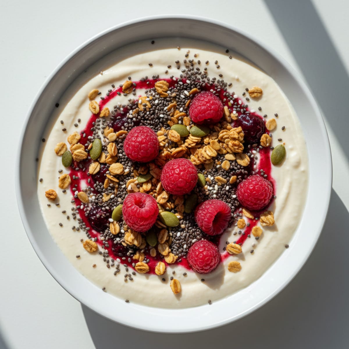 Silky Tofu Protein Smoothie Bowl with Chia and Berries