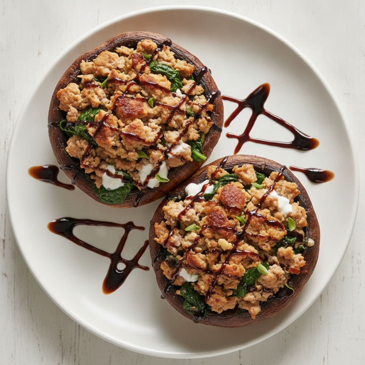Herb-Stuffed Portobello Mushrooms with Balsamic Glaze