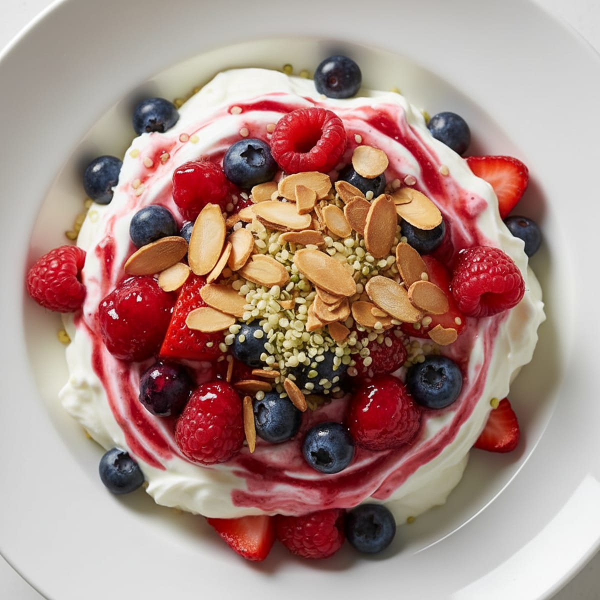 Creamy Greek Yogurt Protein Parfait with Mixed Berries and Almonds