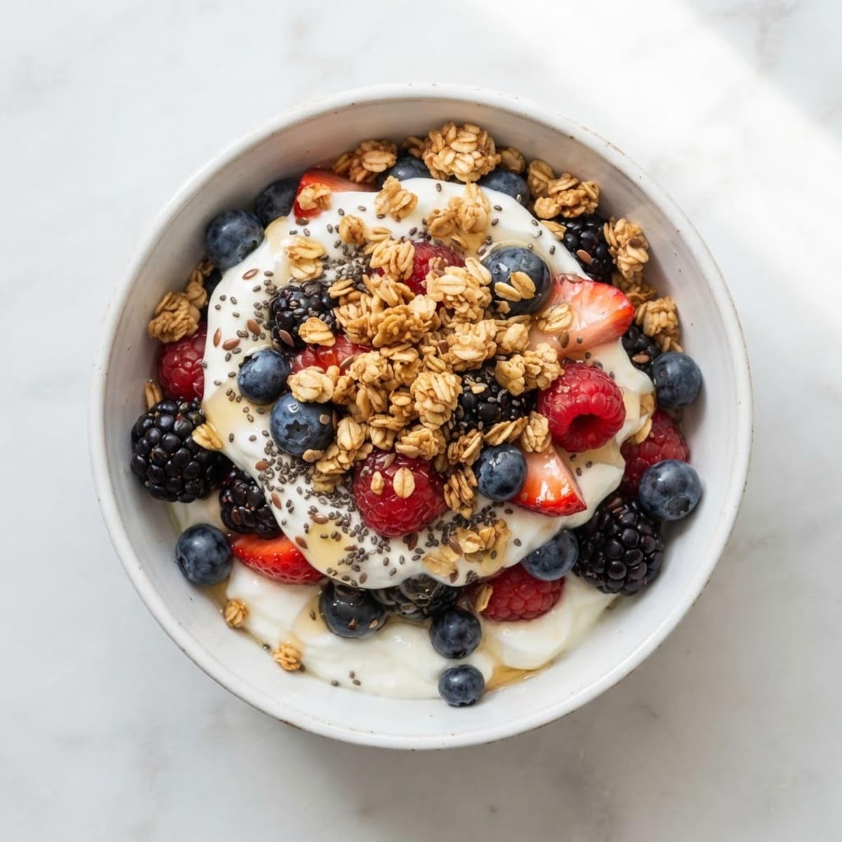 Greek Yogurt Protein Parfait with Mixed Berries