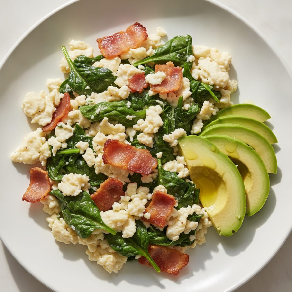 Egg White Scramble with Spinach and Turkey Bacon