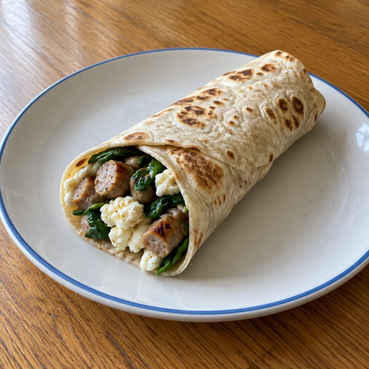 Chicken sausage and spinach wrap