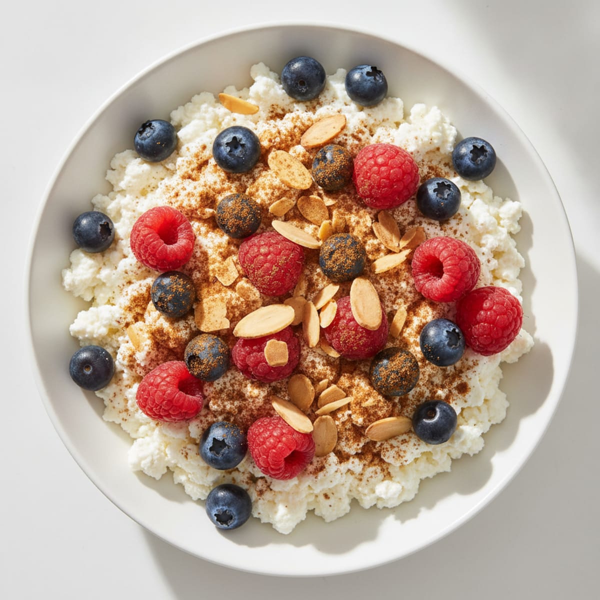 Cottage Cheese Berry Bowl with Crunchy Almonds