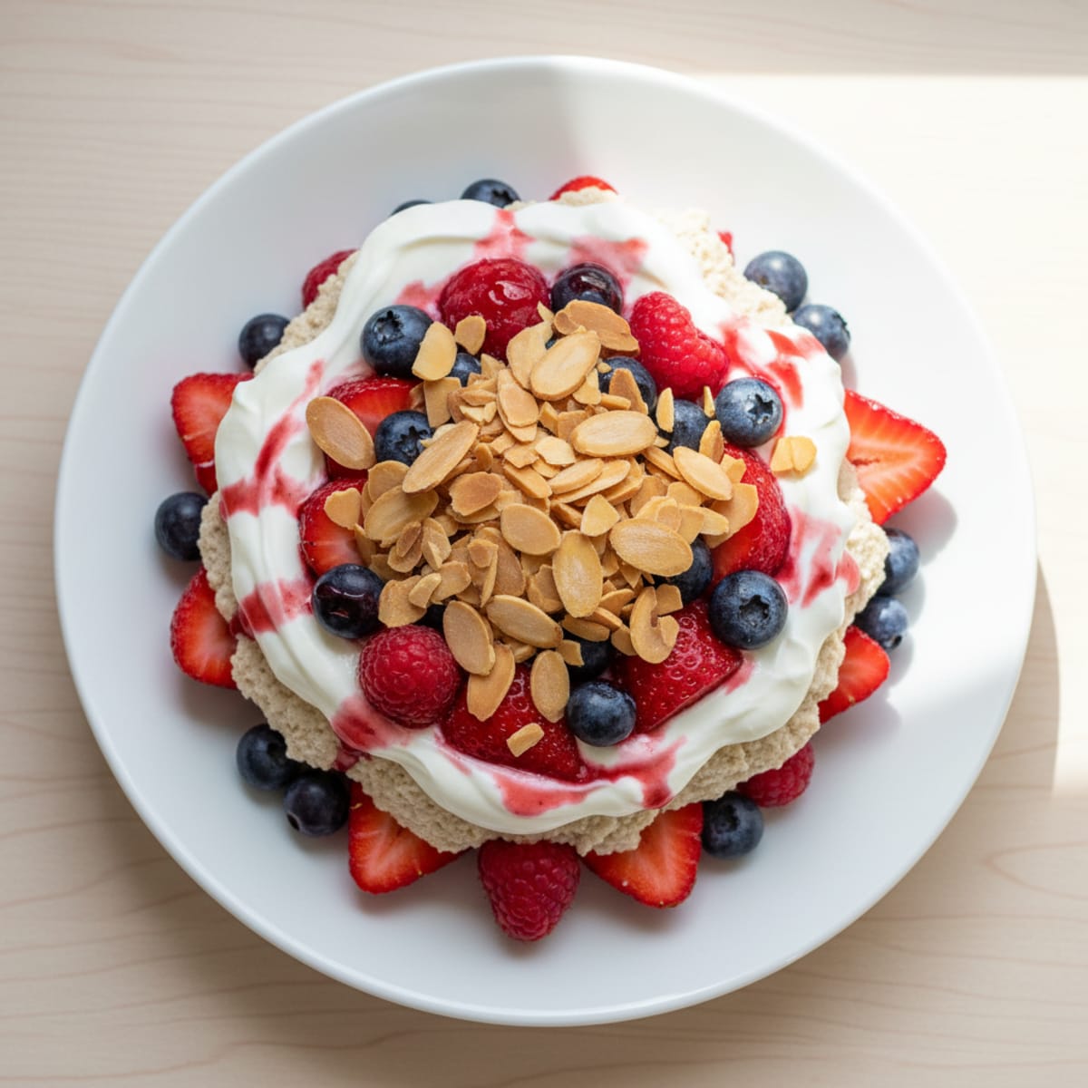 Greek Yogurt Protein Parfait with Mixed Berries and Almonds