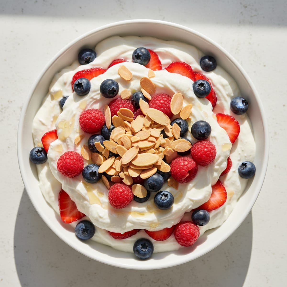 Greek Yogurt Protein Parfait with Mixed Berries and Almonds