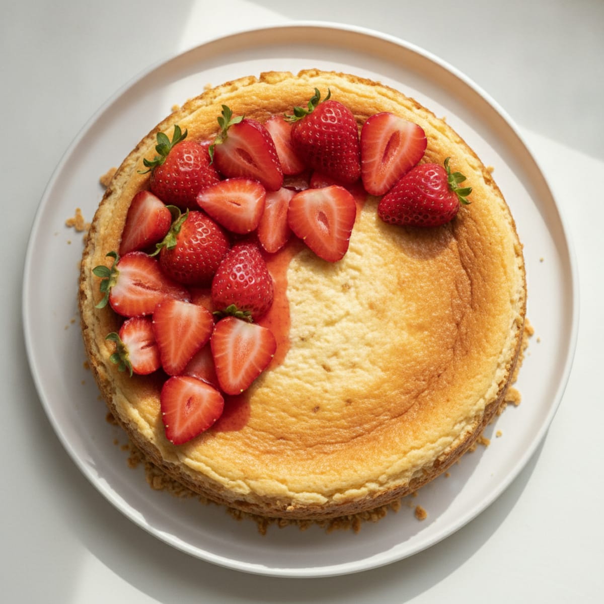Creamy Protein Cheesecake with Fresh Strawberries