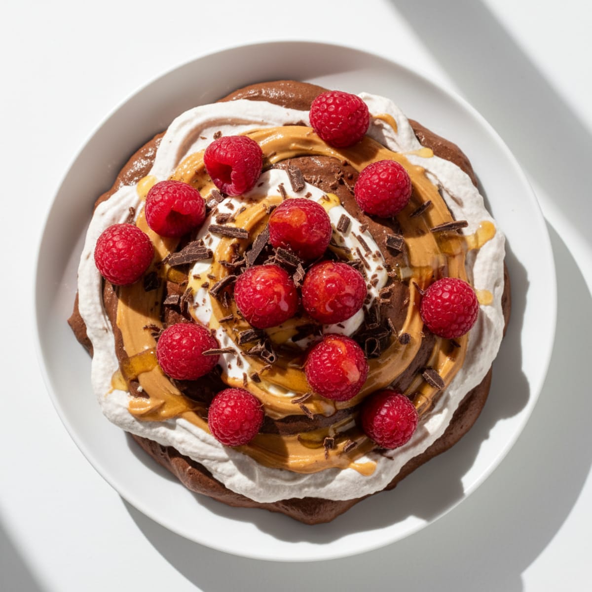Chocolate Whey Protein Mousse with Peanut Butter Swirl and Honey