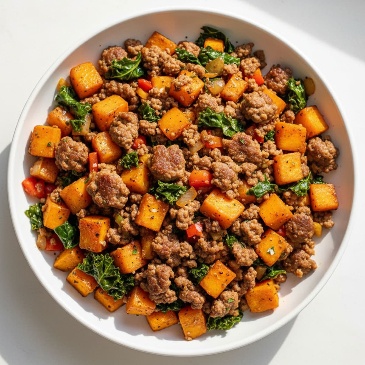 Sweet Potato Ground Beef Hash