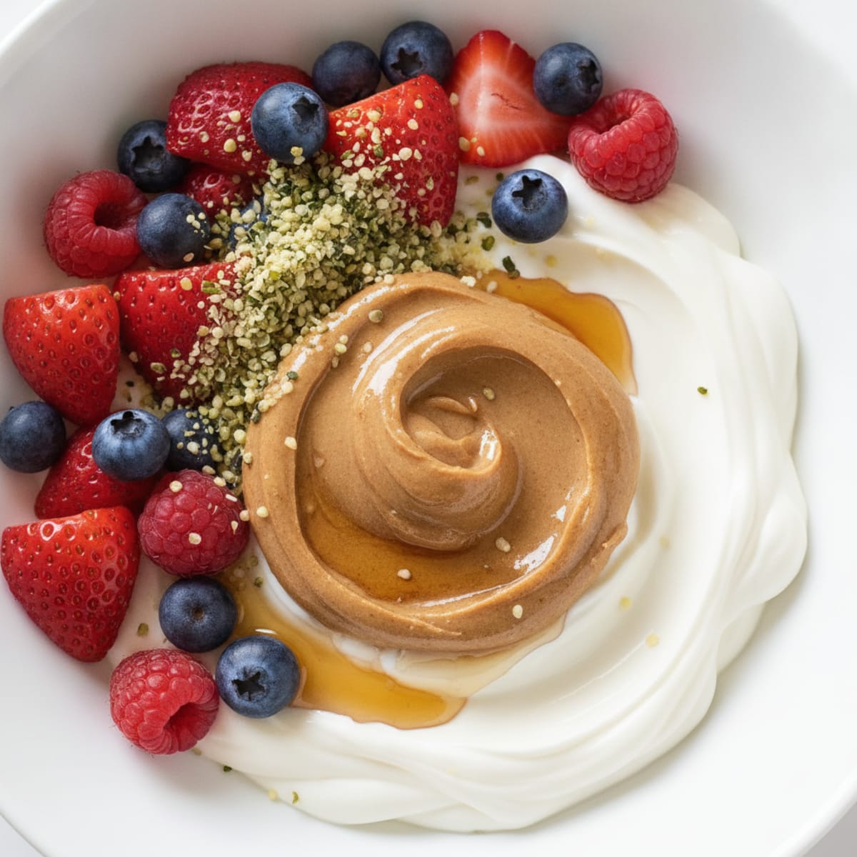 Creamy Greek Yogurt Bowl with Almond Butter and Mixed Berries