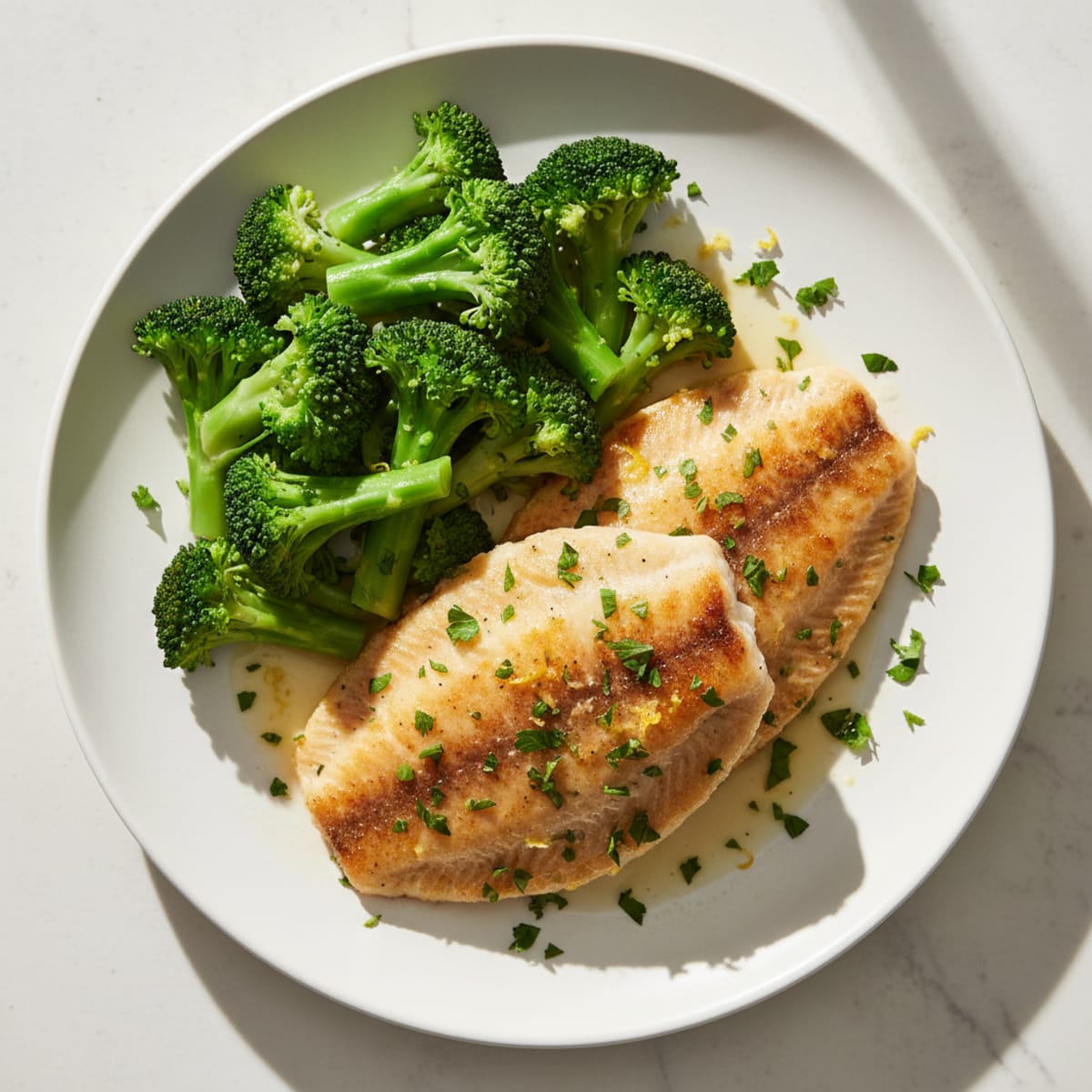 Lemon Herb Tilapia with Steamed Broccoli