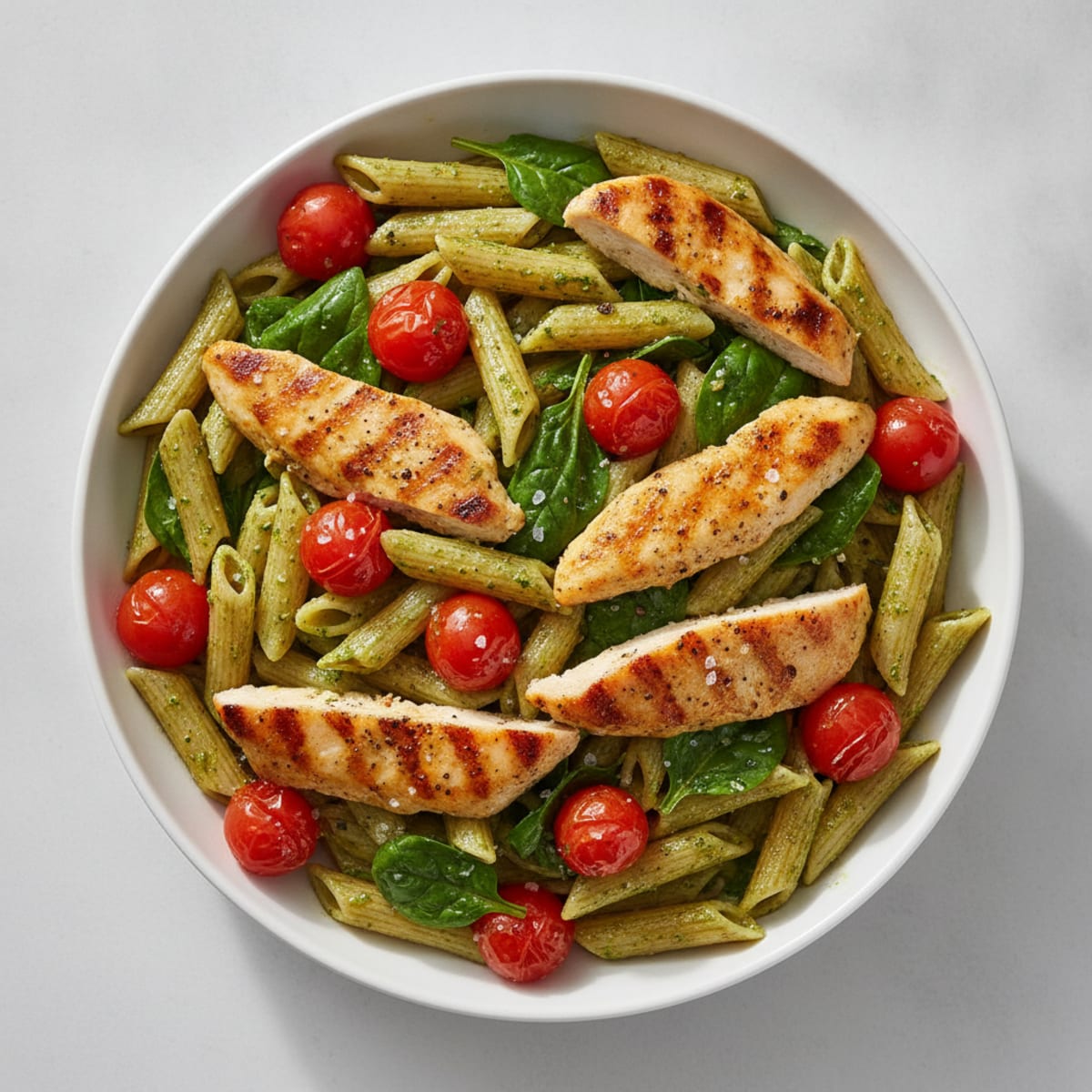 Pesto Chicken with Cherry Tomatoes Pasta