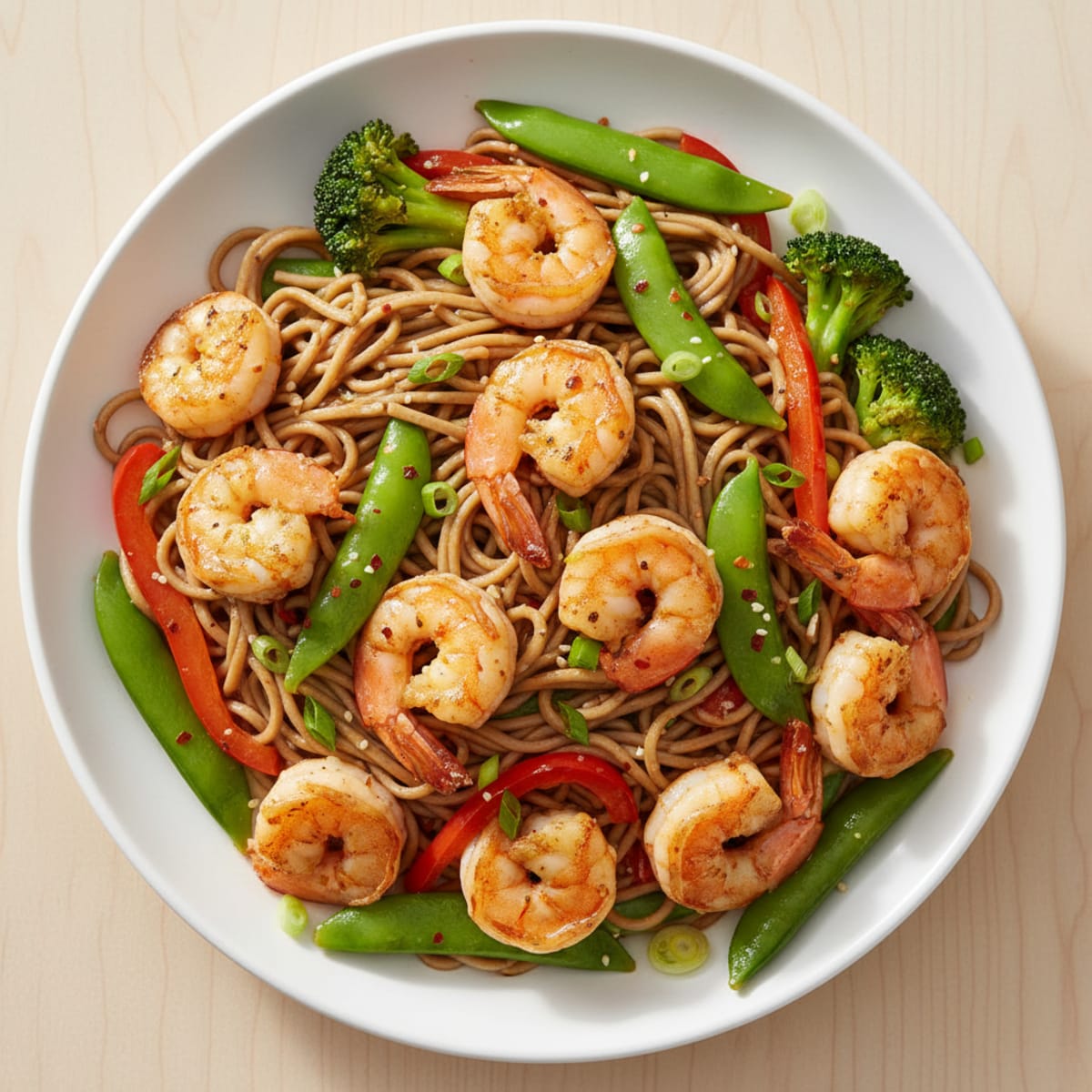 Garlic Prawn Noodles with Vegetables