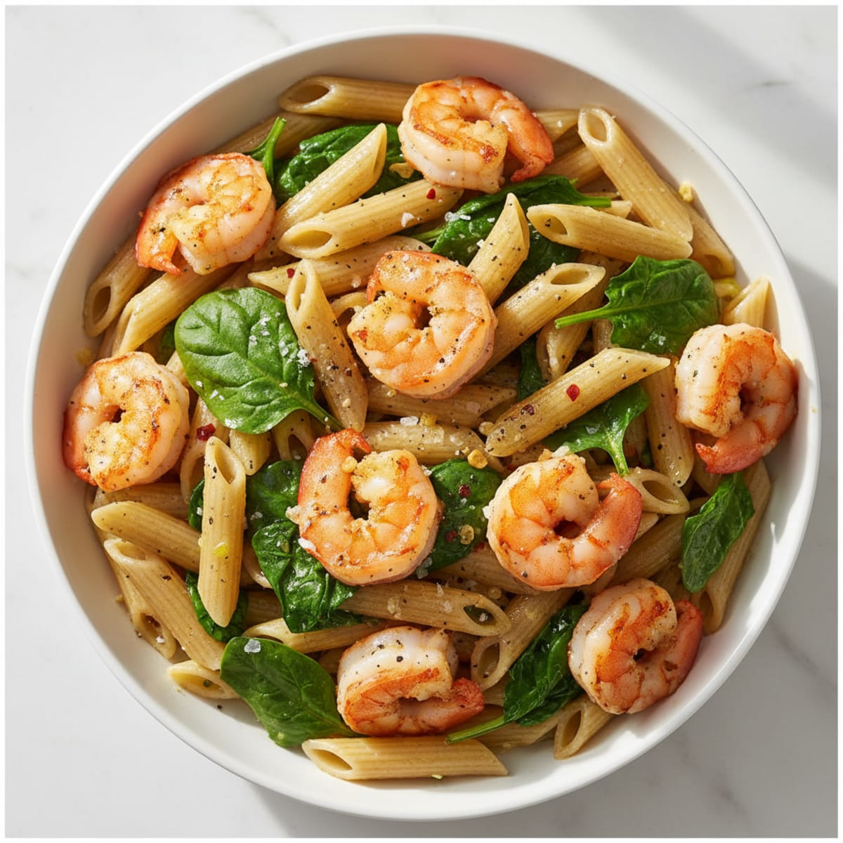 Garlic Shrimp Spinach Pasta