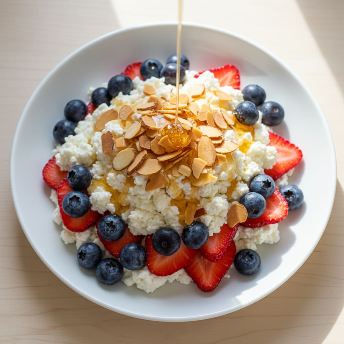 Cottage Cheese Berry Parfait with Almonds