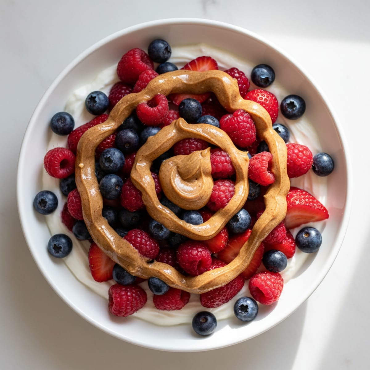 Creamy Greek Yogurt Protein Bowl with Mixed Berries and Almond Butter