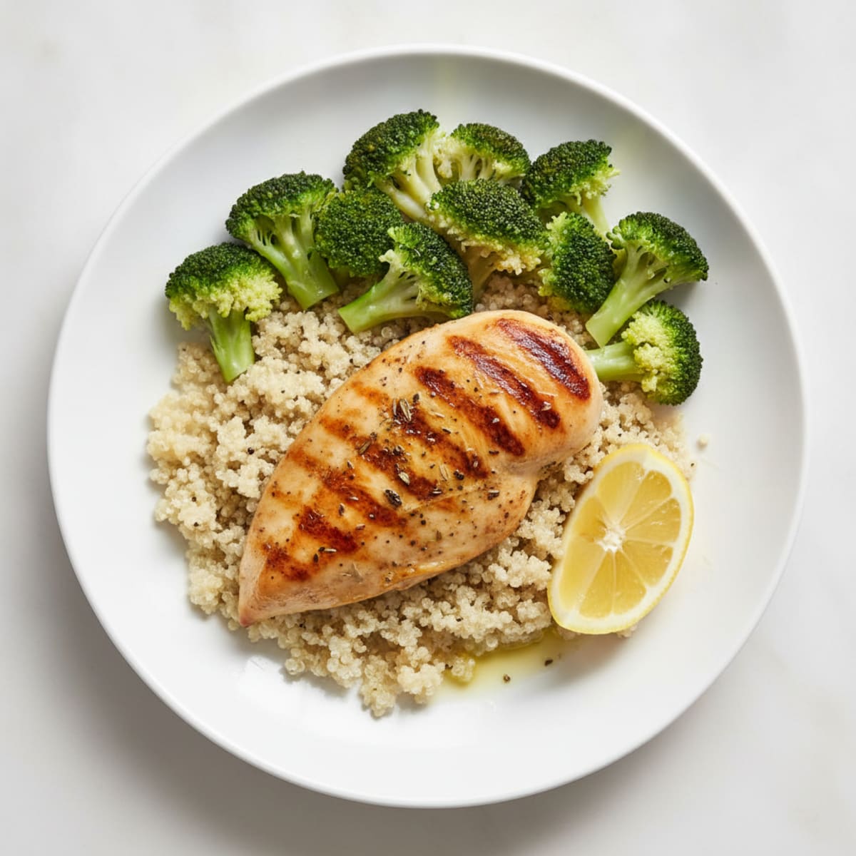 Grilled Chicken Breast with Quinoa and Steamed Broccoli