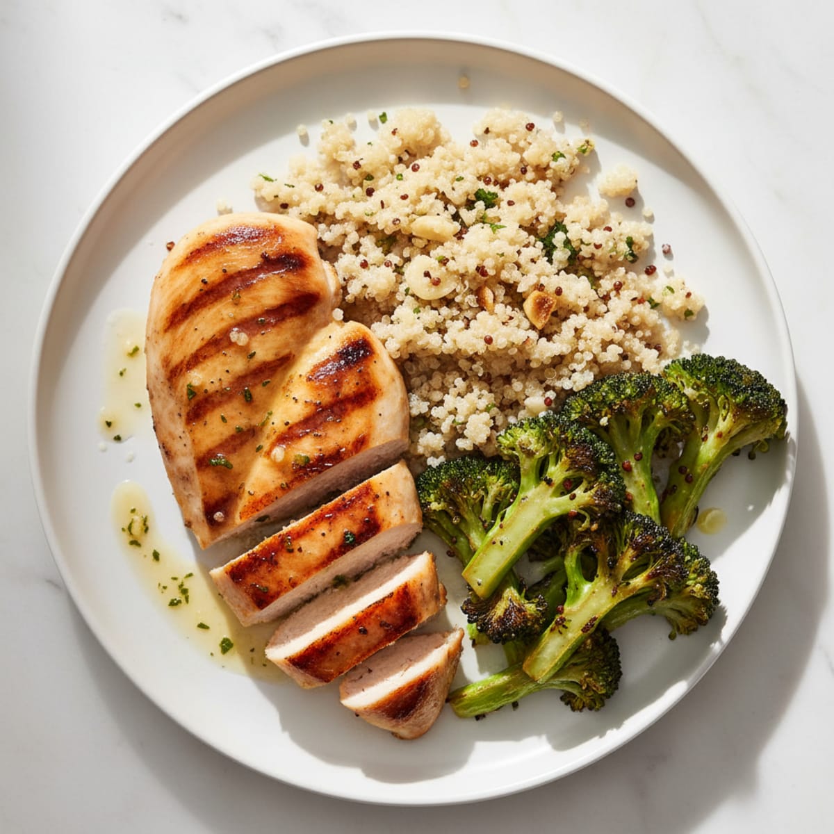 Grilled Chicken Breast with Roasted Broccoli and Quinoa
