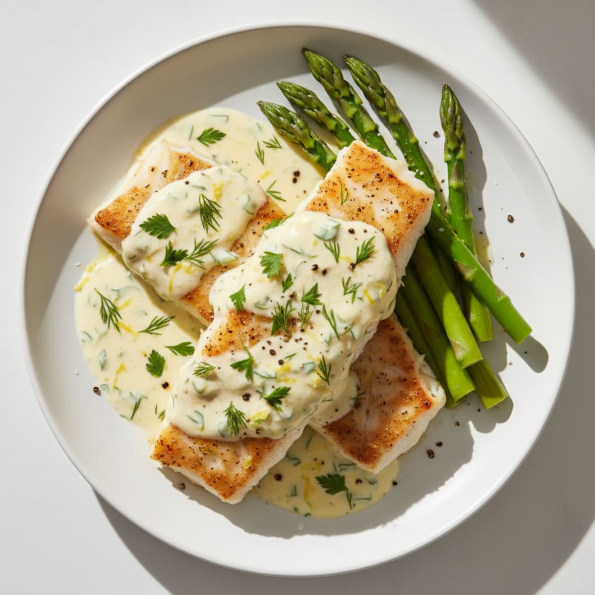 Baked Black Cod with Lemon-Herb Sauce