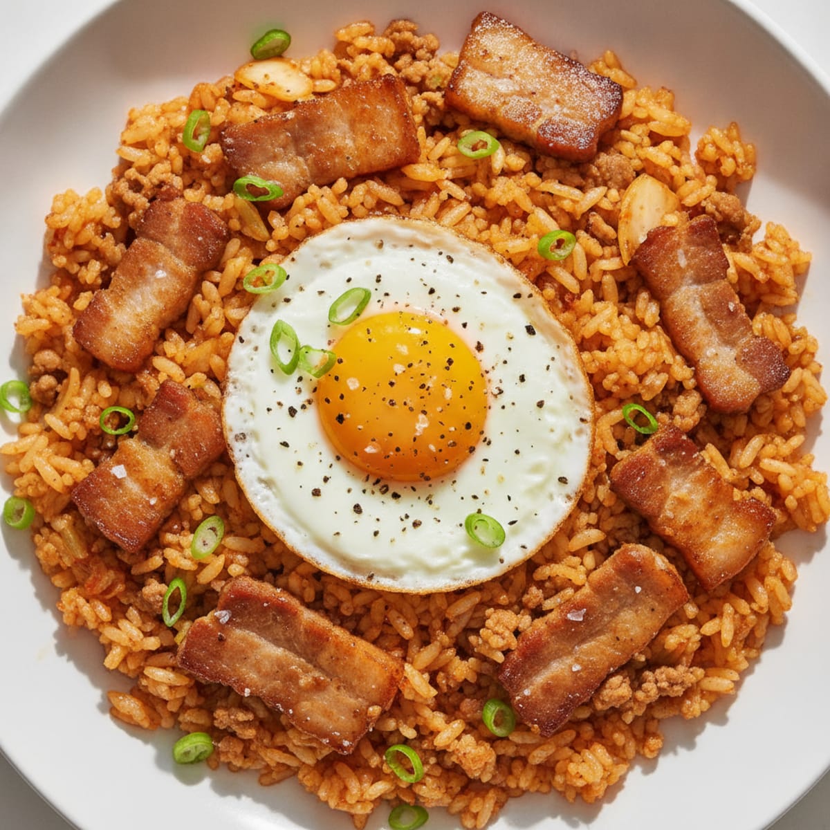 Kimchi Fried Rice with Pork Belly