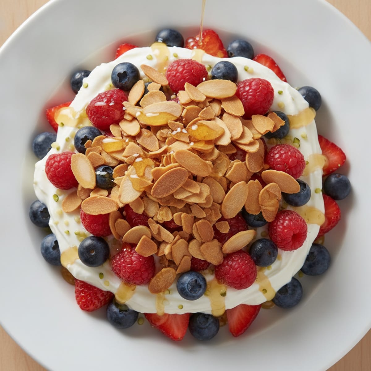 Greek Yogurt Parfait with Mixed Berries and Almond Crunch