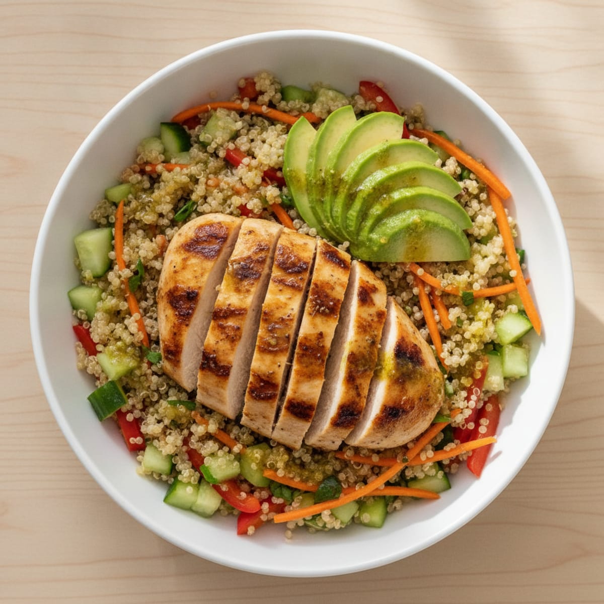 Grilled Chicken and Quinoa Power Bowl with Crunchy Vegetables
