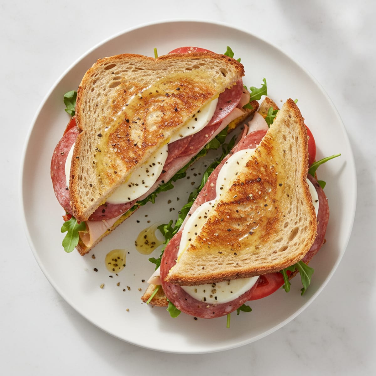 Salami and Mozzarella Grilled Sandwich
