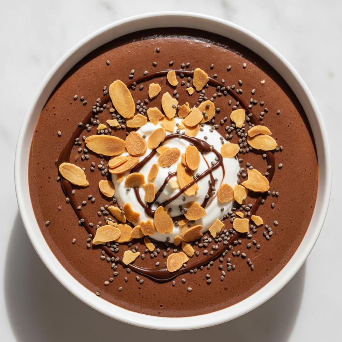 Silky Chocolate Protein Pudding with Greek Yogurt and Toasted Almonds