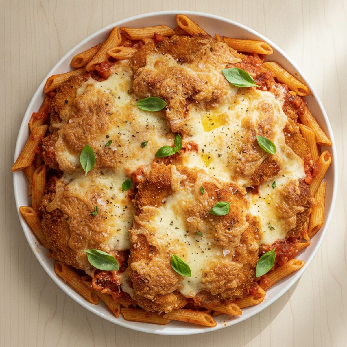 Chicken Parmesan Pasta Bake