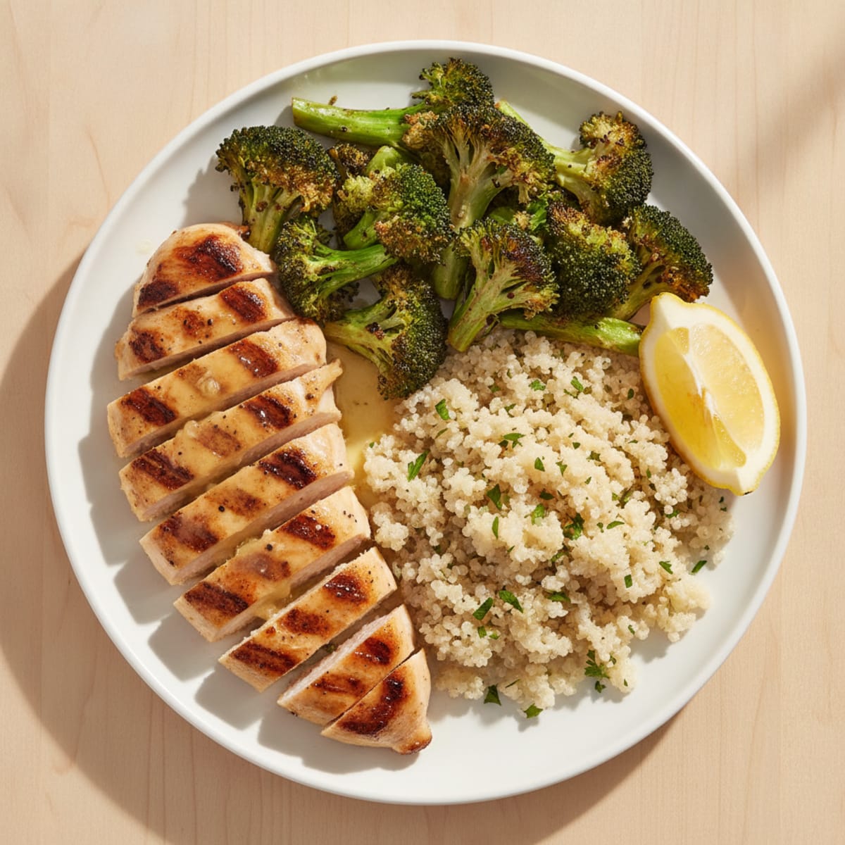 Grilled Chicken Breast with Roasted Broccoli and Quinoa