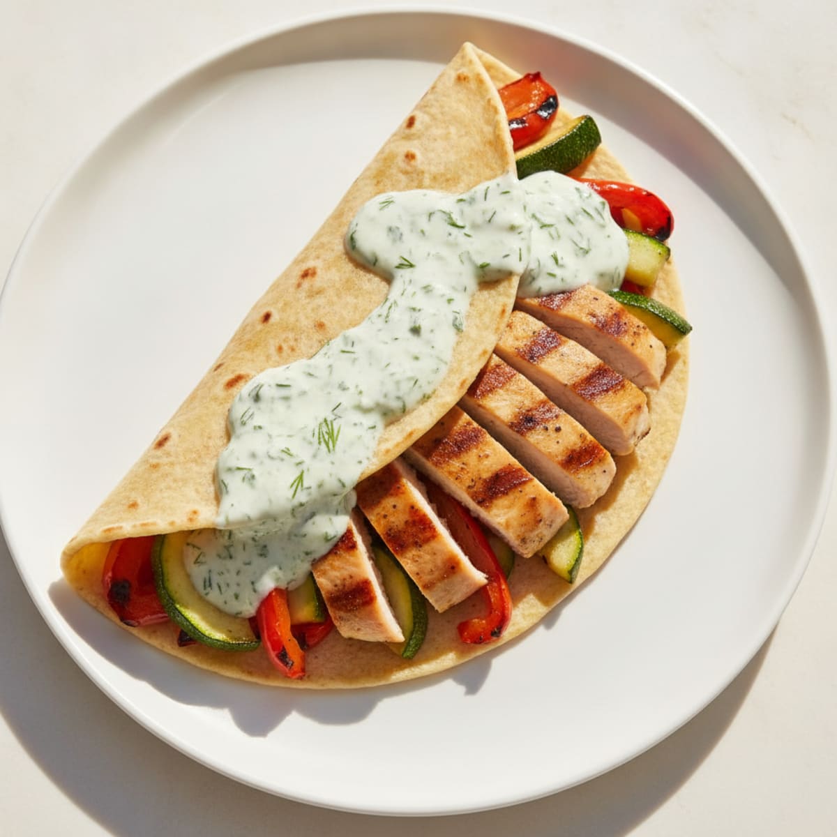 Grilled Chicken Breast with Roasted Vegetables and Low Carb Tortilla