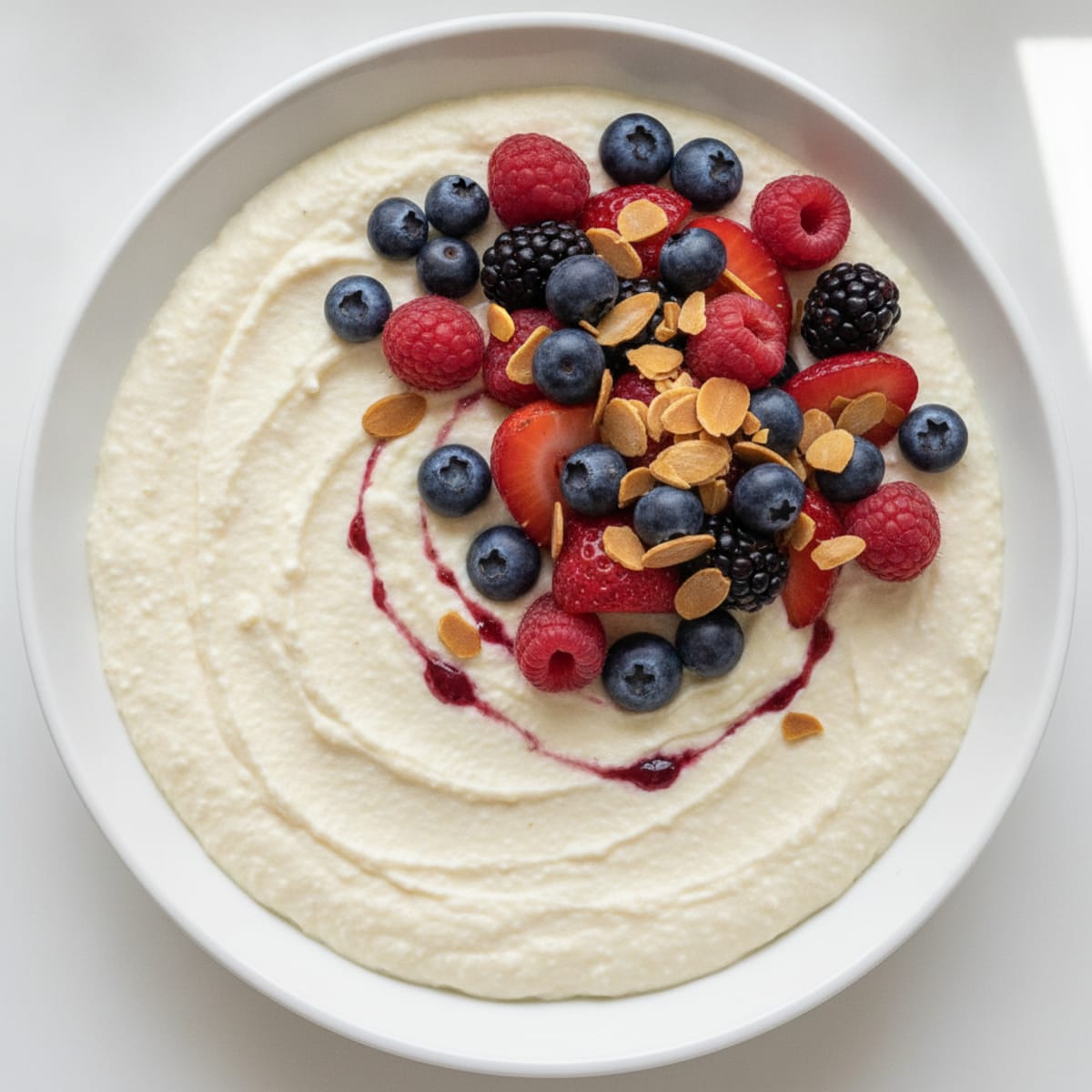 Silky Cottage Cheese Protein Pudding with Mixed Berries