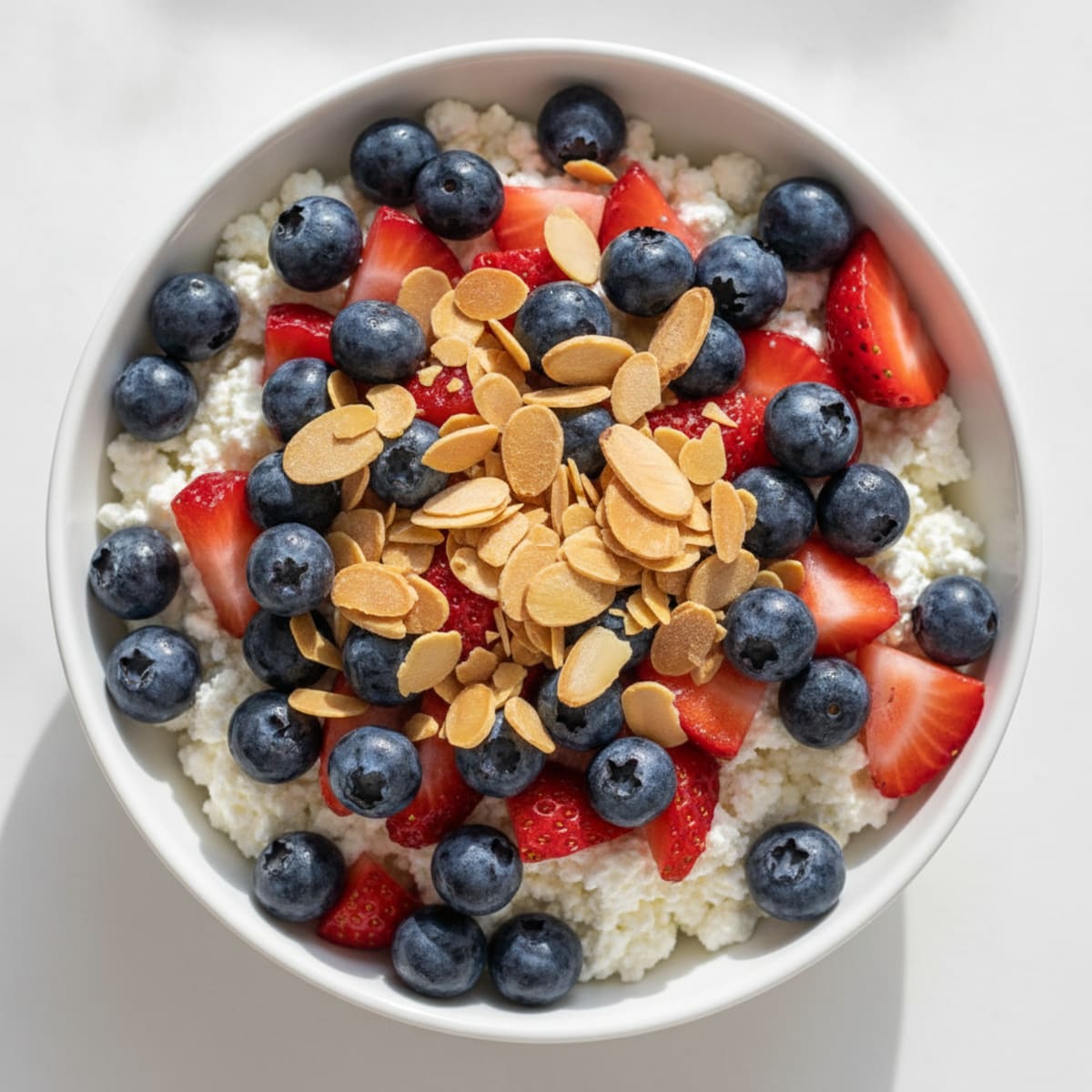 Cottage Cheese and Berry Protein Bowl with Almonds