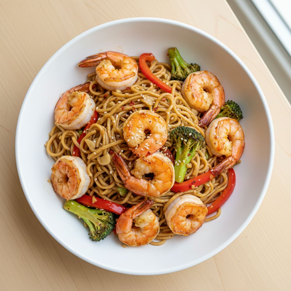 Garlic Prawn Noodles with Vegetables
