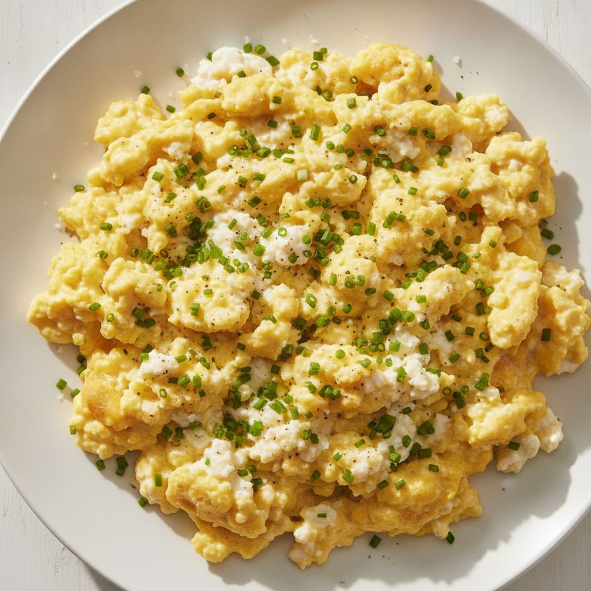 Scrambled Eggs with Cottage Cheese and Chives