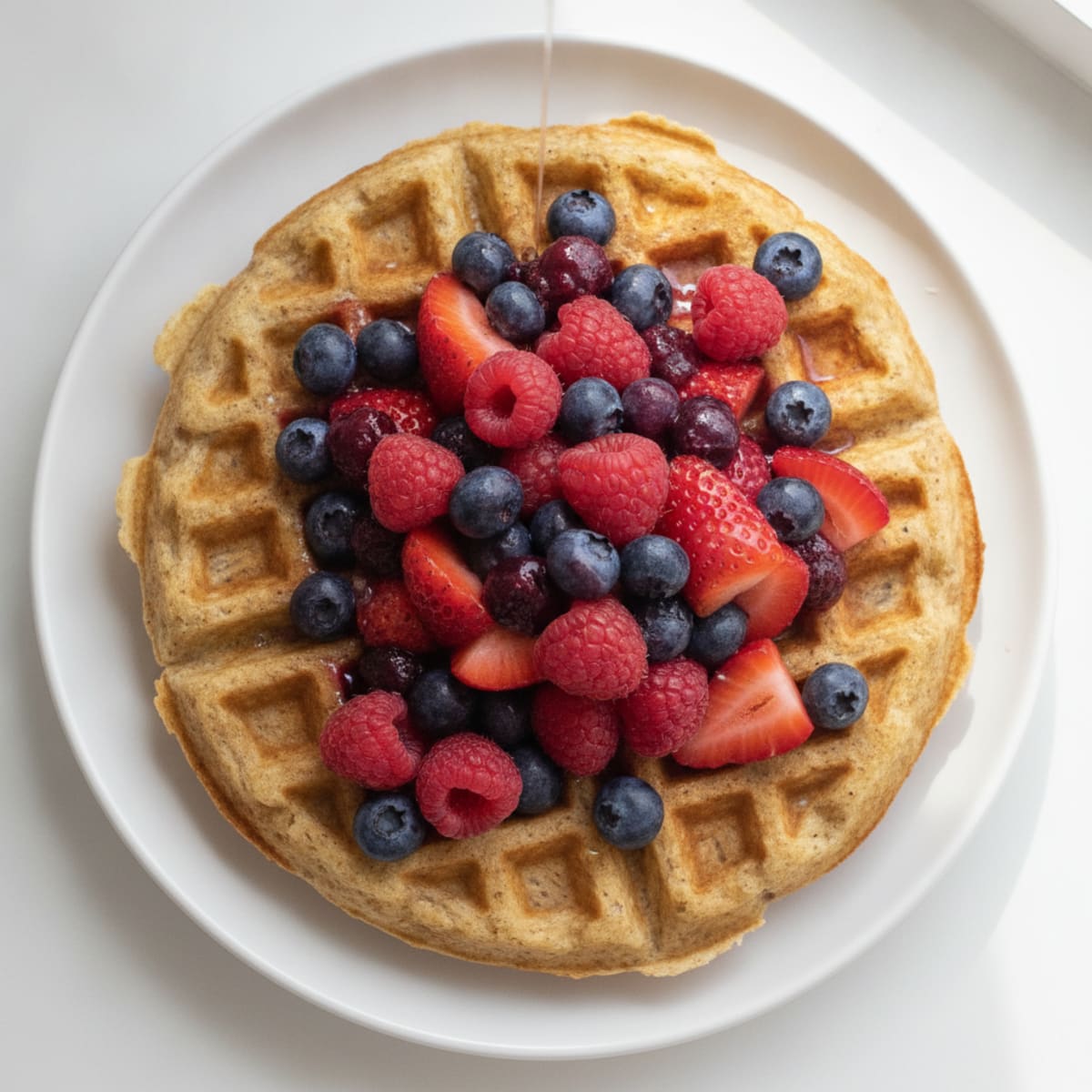 Greek Yogurt Protein Waffles with Berries