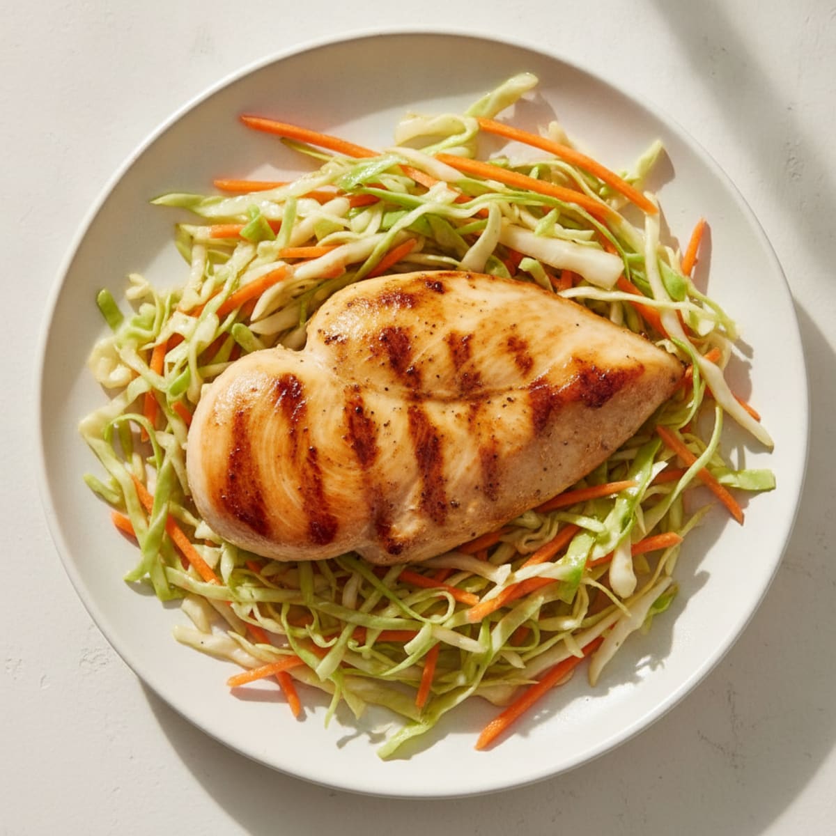 Grilled Chicken Breast with Crunchy Cabbage Slaw