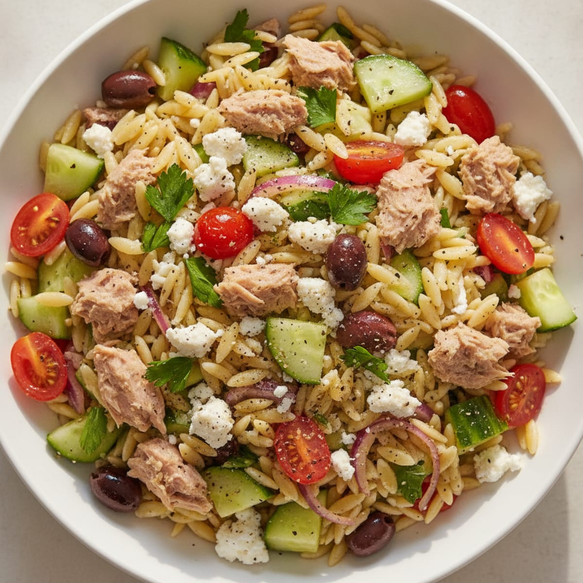 Mediterranean Tuna and Orzo Salad