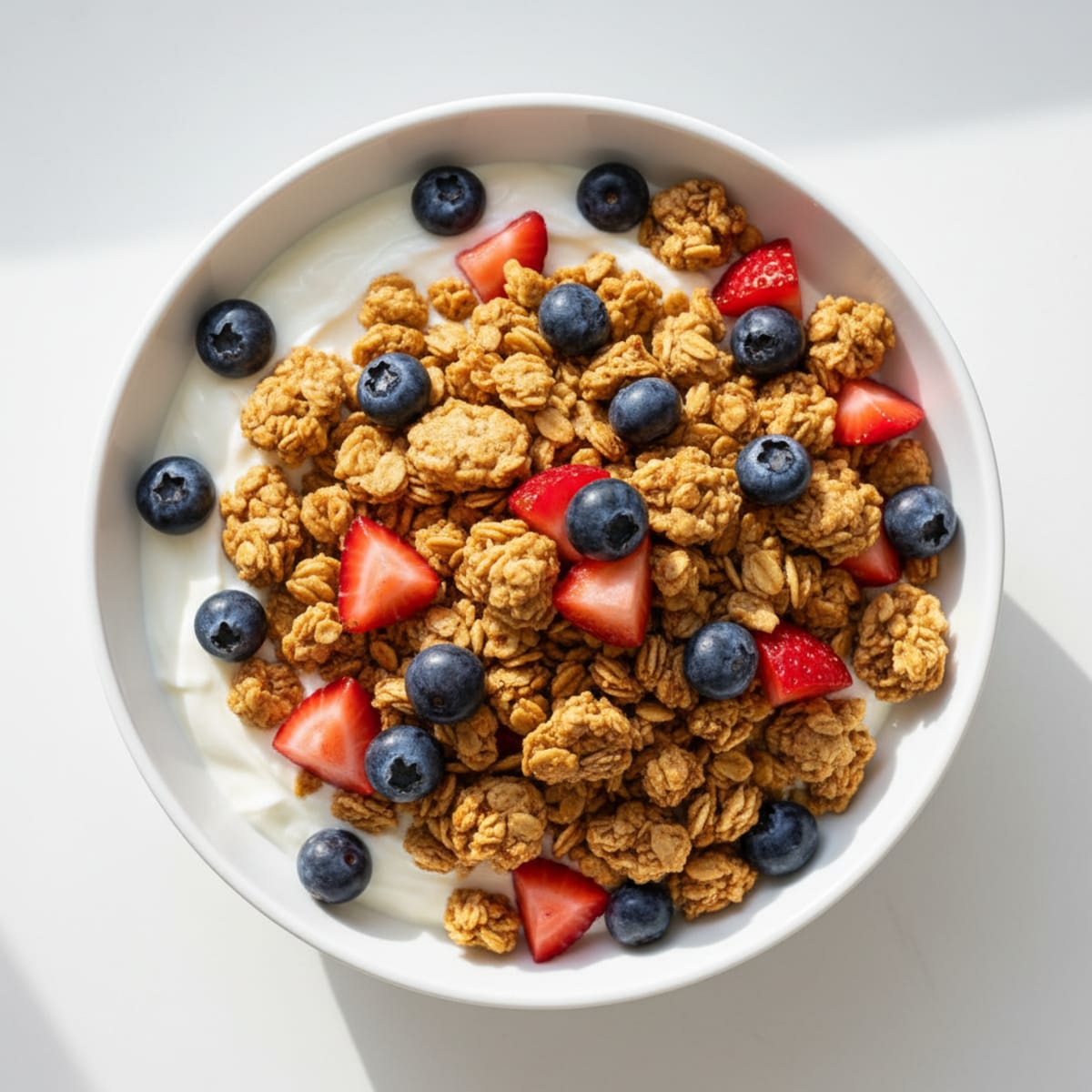 Silky Greek Yogurt Bowl with Protein Granola and Mixed Berries